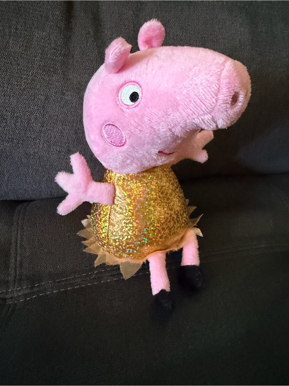 Peppa Pig Plush Stuffed Animal Pink with Gold Sequin Dress